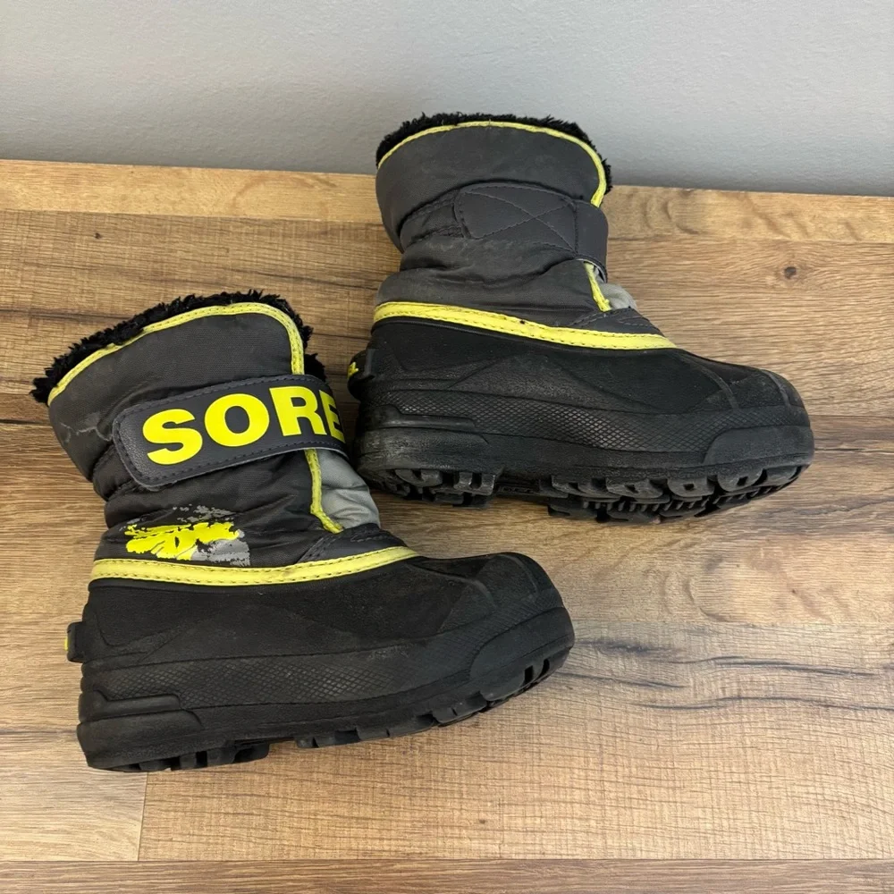 Sorel Kids Black and Yellow Snow Boots
